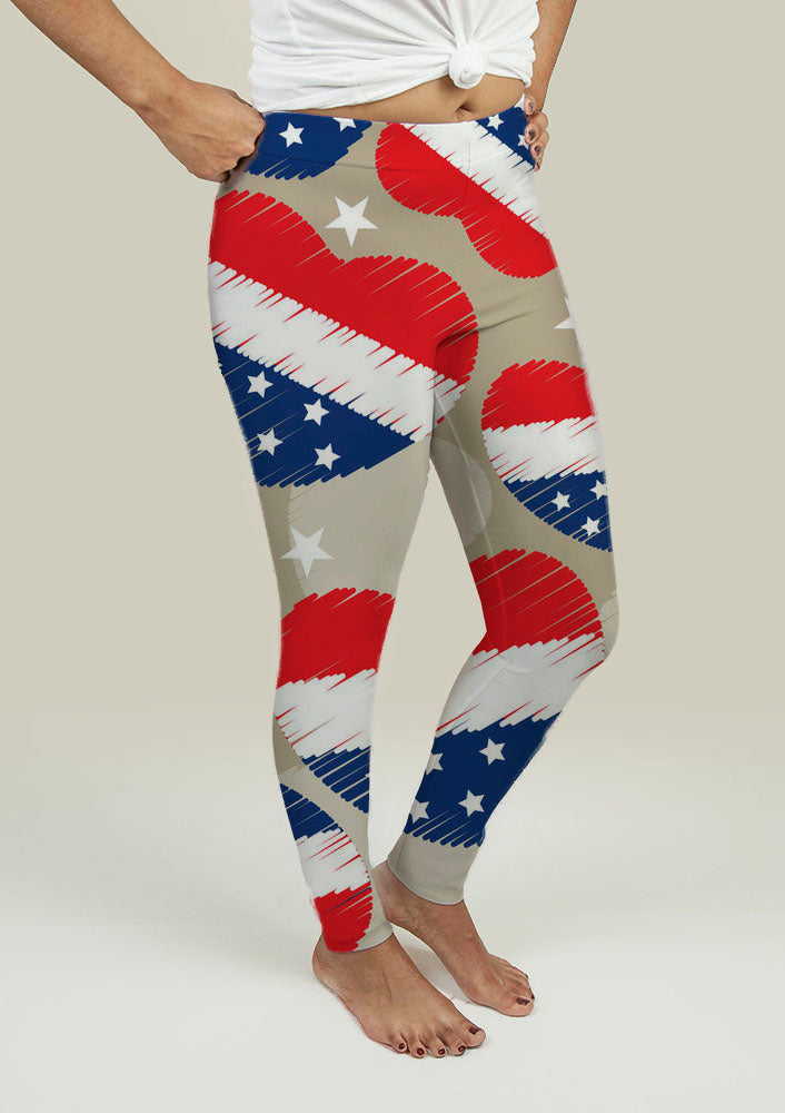 Leggings with American Independence Day Pattern
