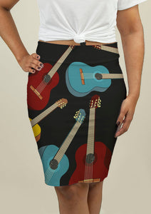 Pencil Skirt with Guitars
